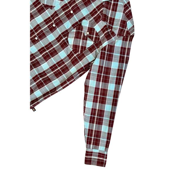 Dickies Men's Western Shirt Medium Plaid Pearl Snaps Relaxed Fit Ranch Rodeo EUC - Picture 4 of 9